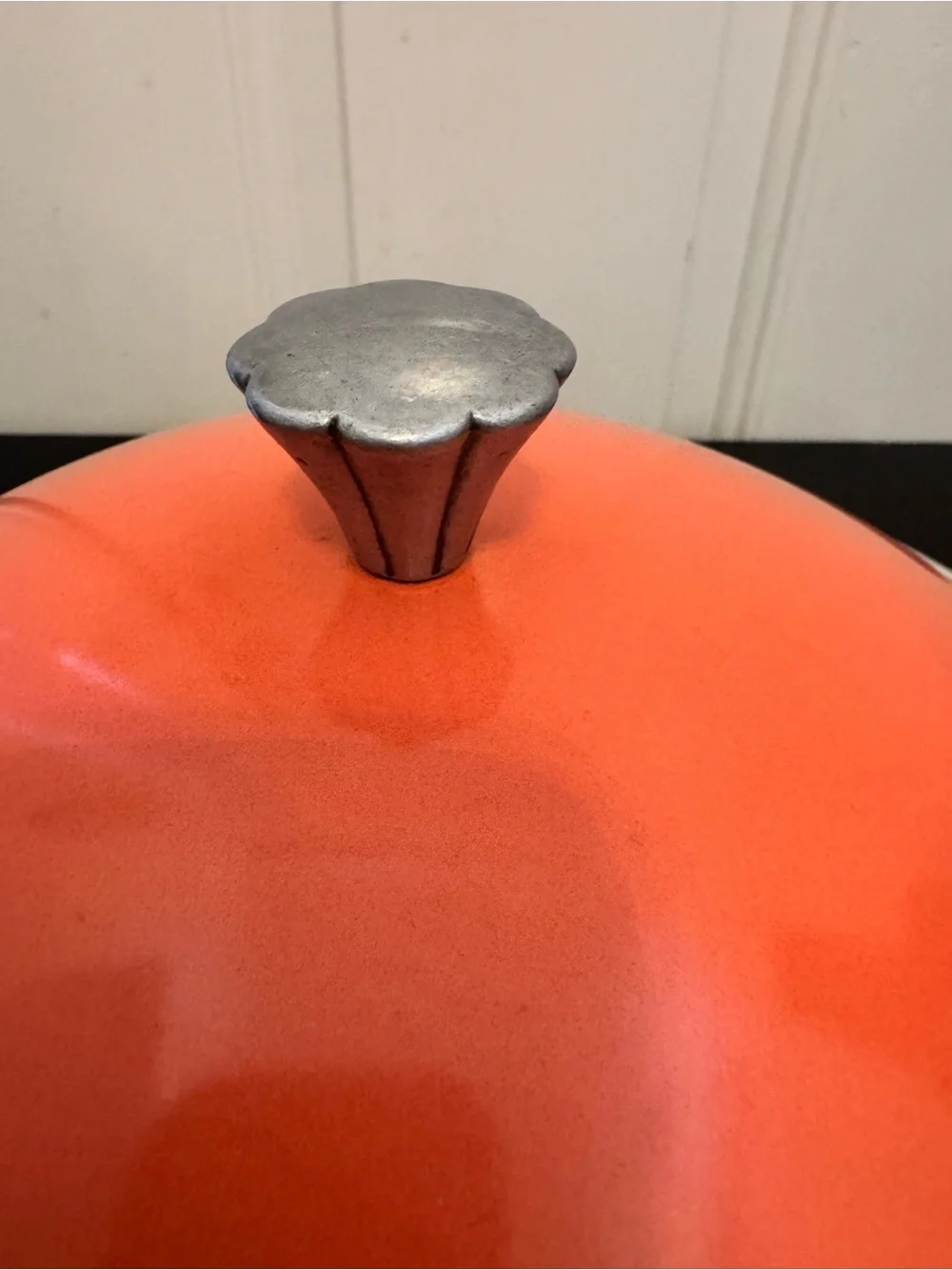 Vintage Enamel Fiesta 6 Qt 12” Persimmon Salmon Cook Pot w/ Lid Aluminum Handle